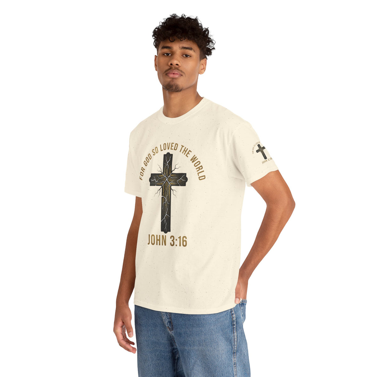 John 3:16 Cross T-Shirt — "For God So Loved the World" Christian Tee
