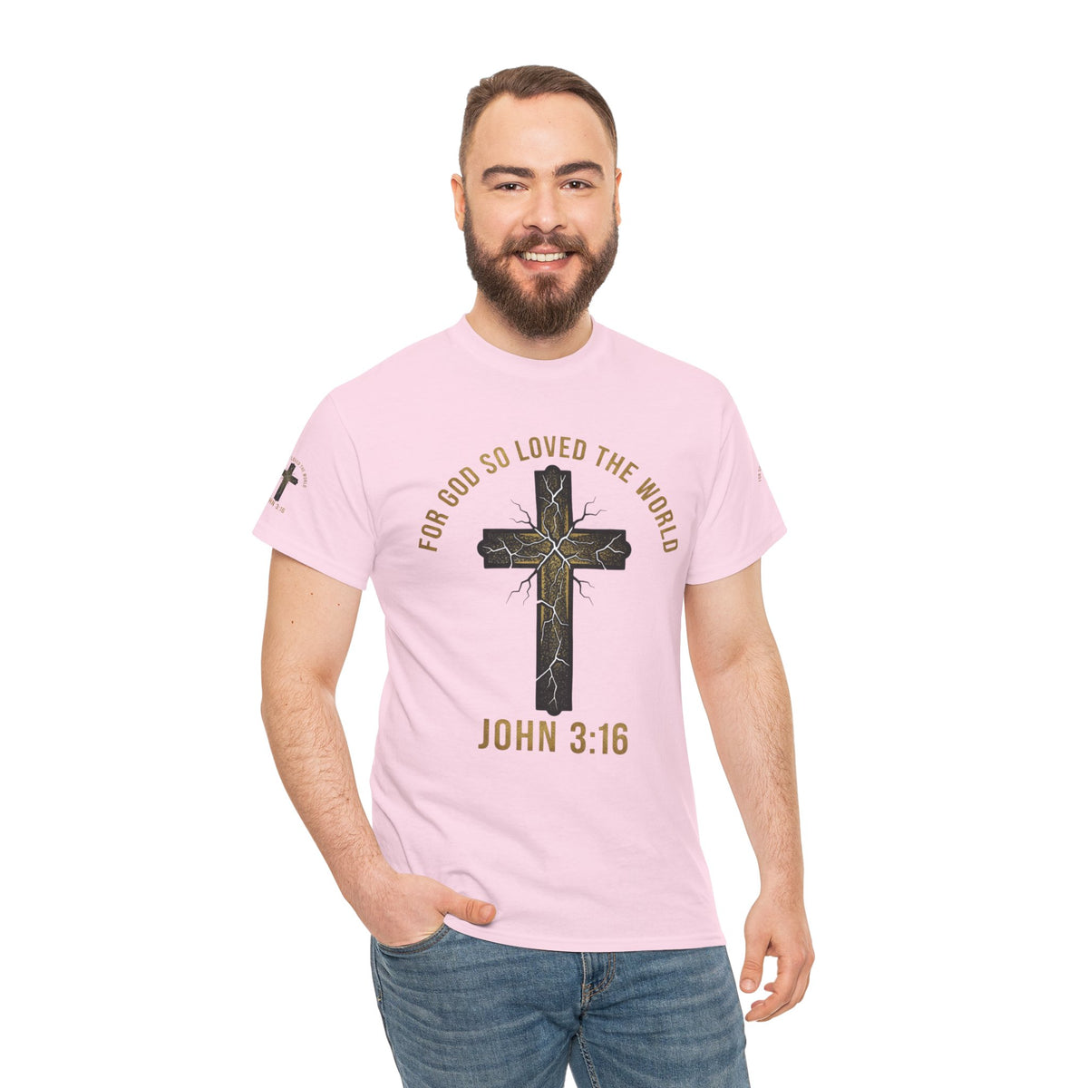 John 3:16 Cross T-Shirt — "For God So Loved the World" Christian Tee