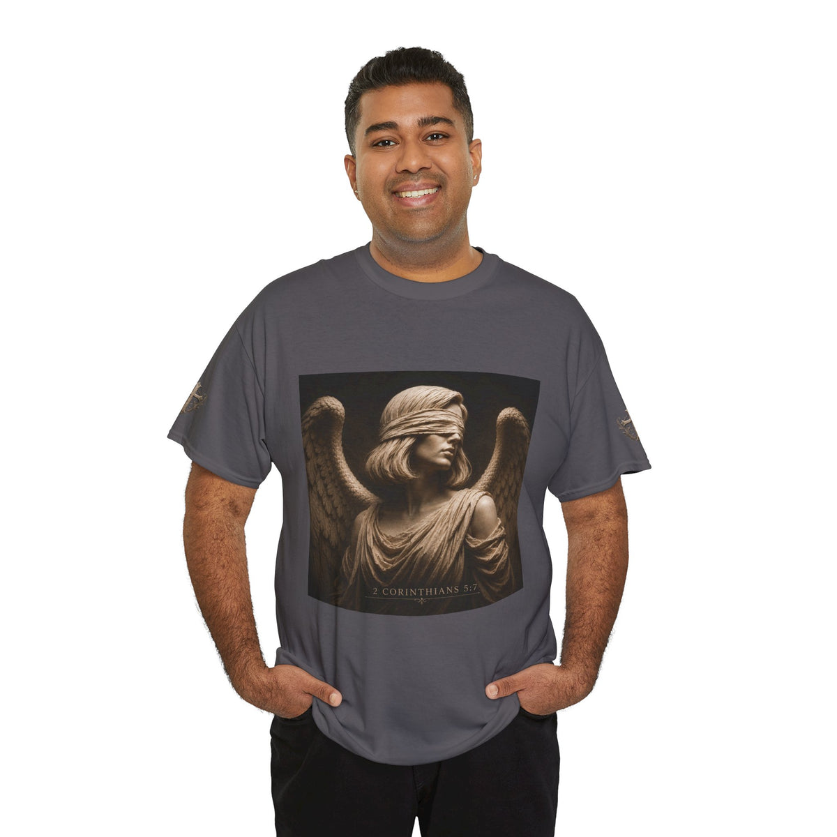 Angel Graphic Tee — "Walk by Faith, Not by Sight" Inspirational T‑Shirt
