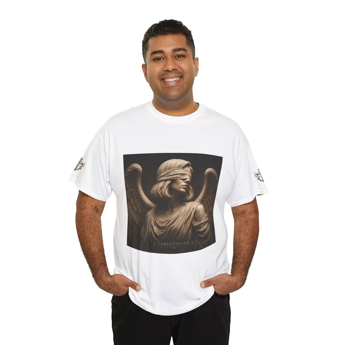 Angel Graphic Tee — "Walk by Faith, Not by Sight" Inspirational T‑Shirt