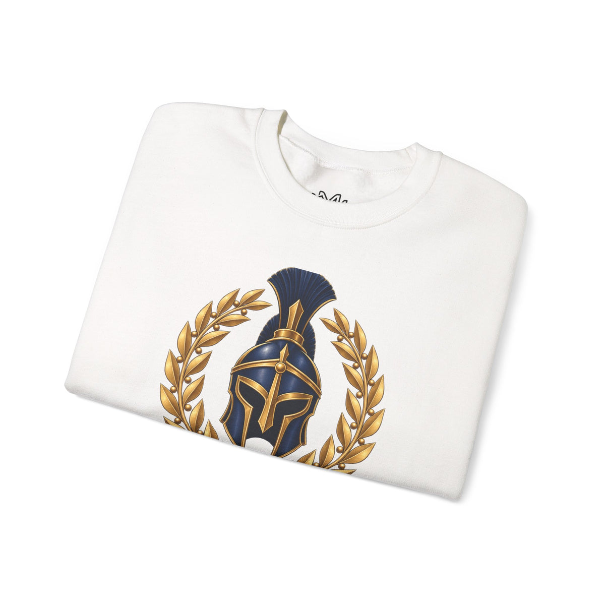 Crewneck Sweatshirt — "Be Strong and Take Heart" Psalm 31:24 Spartan Helmet Design