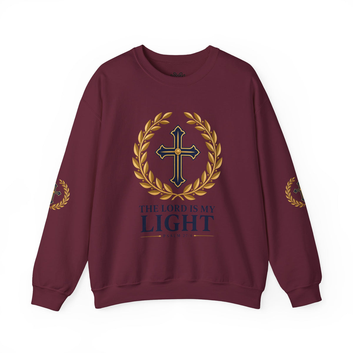 Psalm 27 Crewneck Sweatshirt — "The Lord Is My Light" Christian Cross Pullover