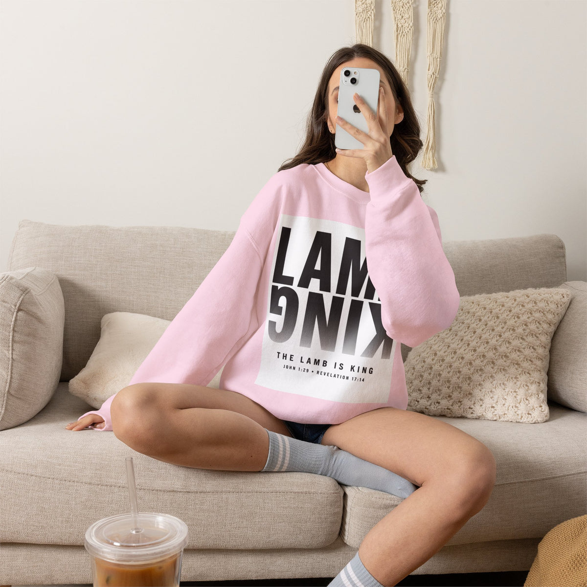 Lamb King Crewneck Sweatshirt — "The Lamb Is King" Christian Graphic Pullover