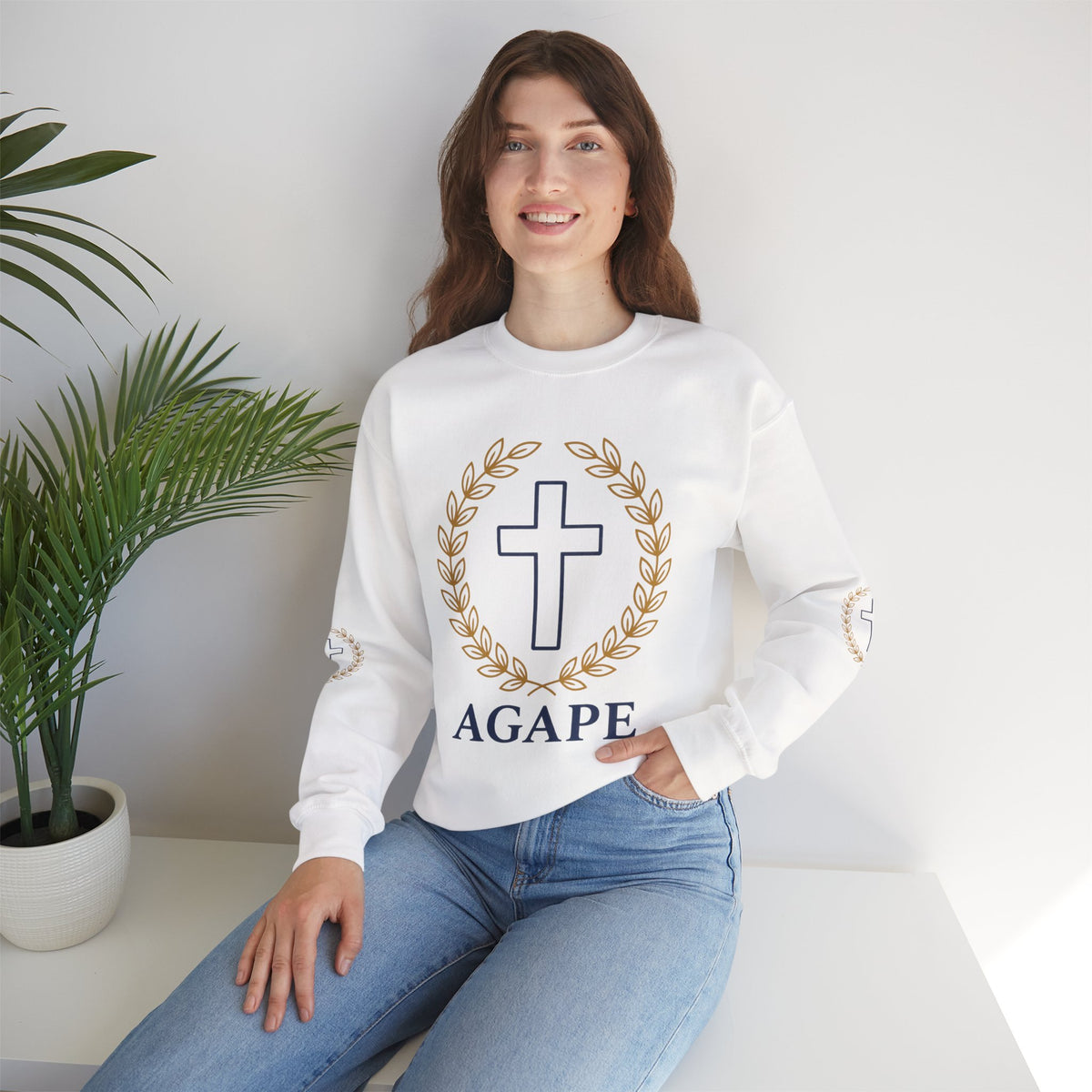 Agape Cross Crewneck Sweatshirt — Christian Faith Pullover