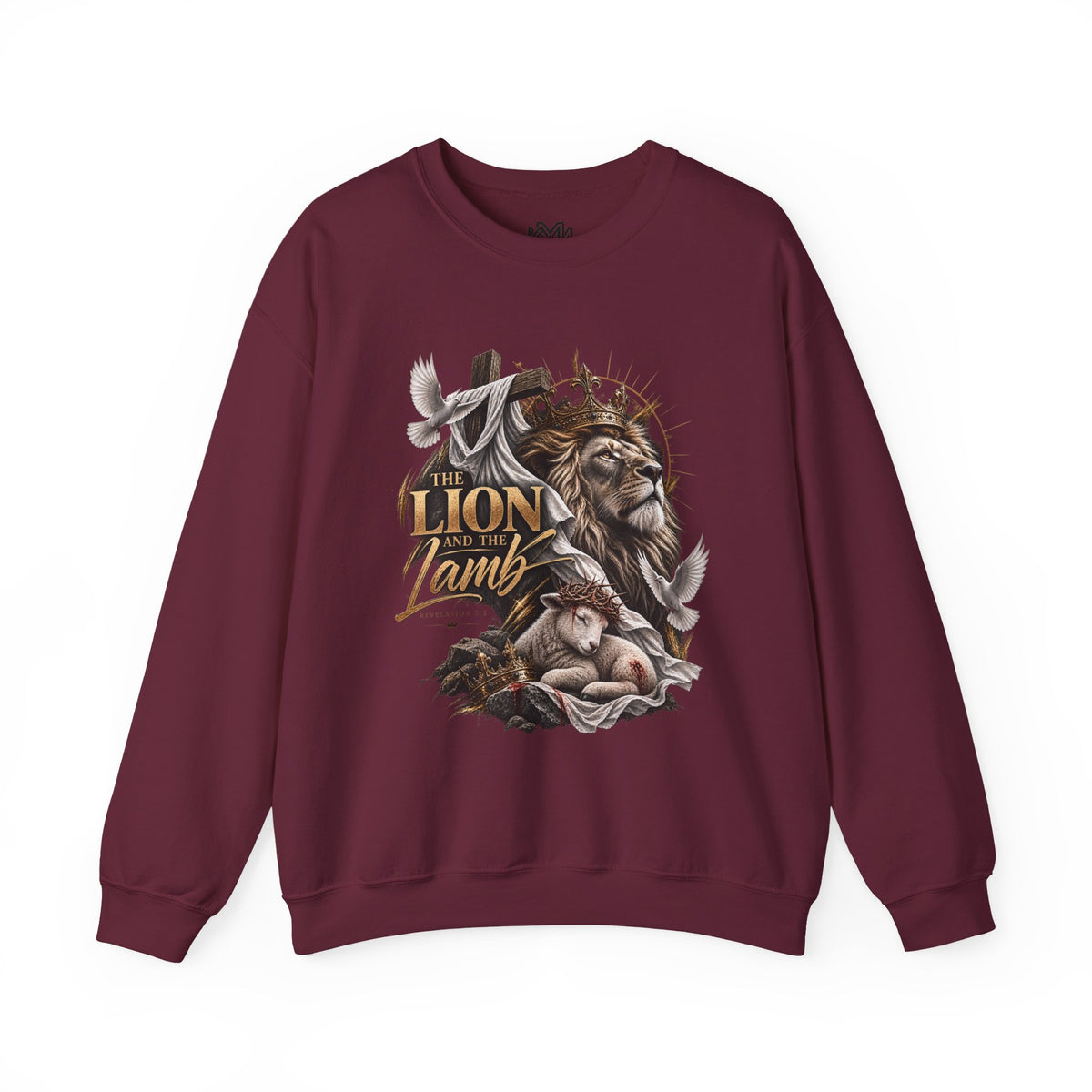 Lion and Lamb Crewneck Sweatshirt — "The Lion and the Lamb" Christian Graphic Pullover