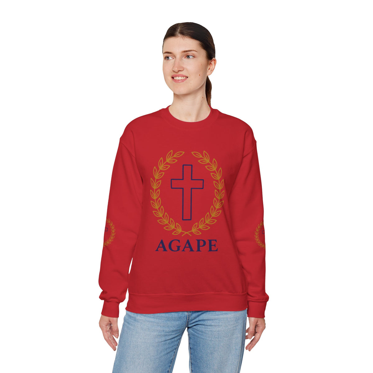 Agape Cross Crewneck Sweatshirt — Christian Faith Pullover