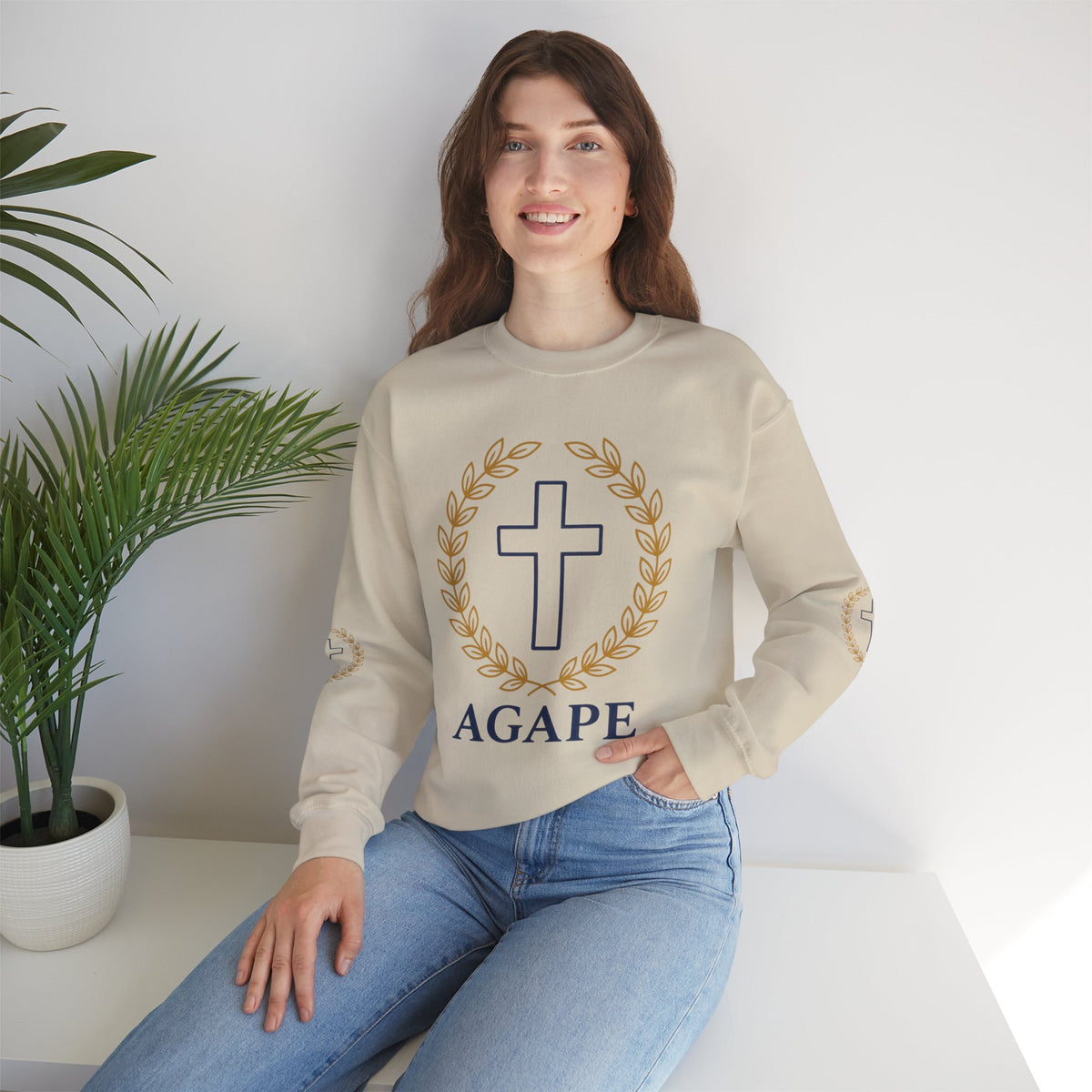 Agape Cross Crewneck Sweatshirt — Christian Faith Pullover