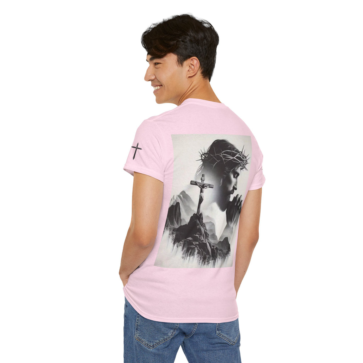 Christian Son & Heir T-Shirt — 'Adopted by Grace' Faith Tee with Jesus Prayer Design