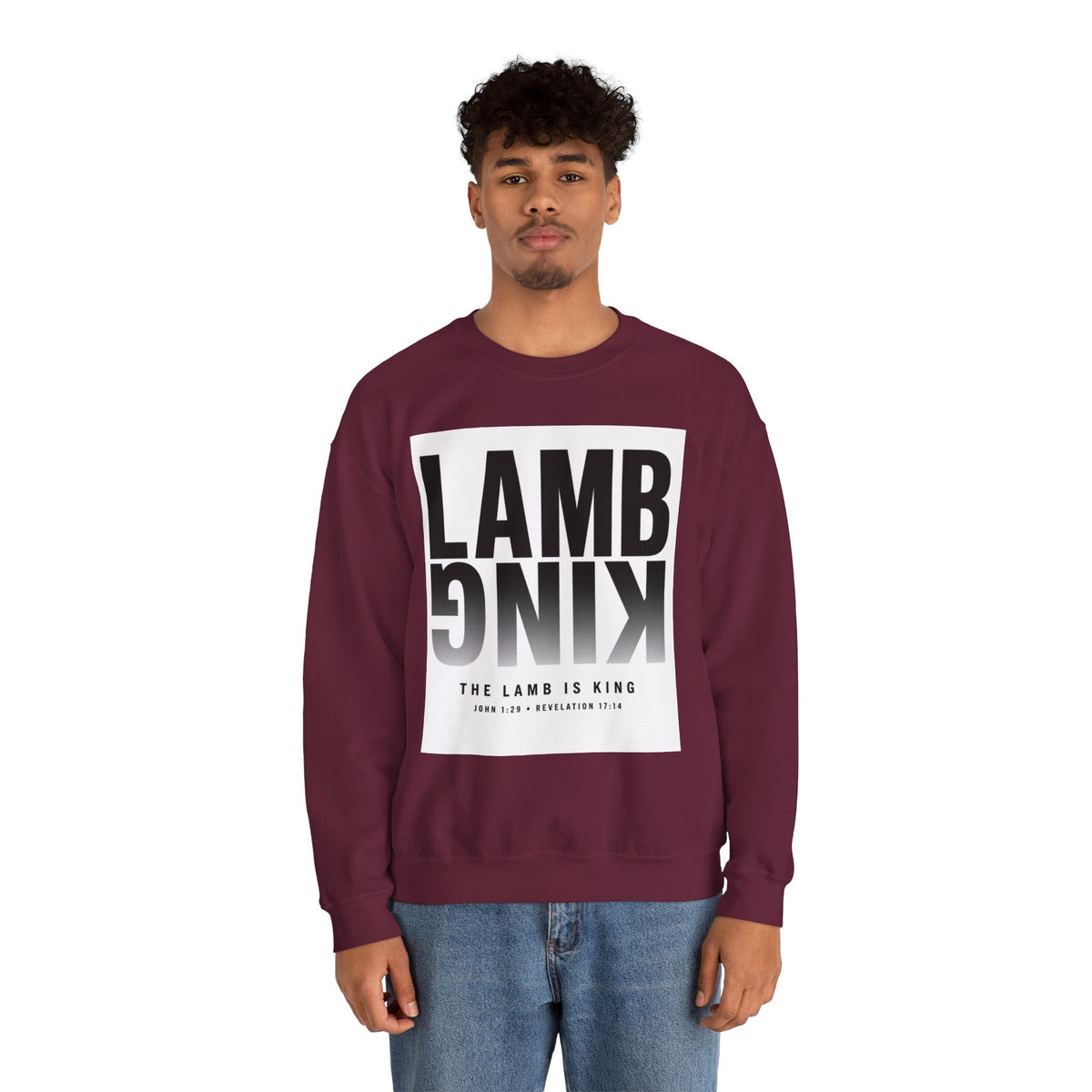Lamb King Crewneck Sweatshirt — "The Lamb Is King" Christian Graphic Pullover