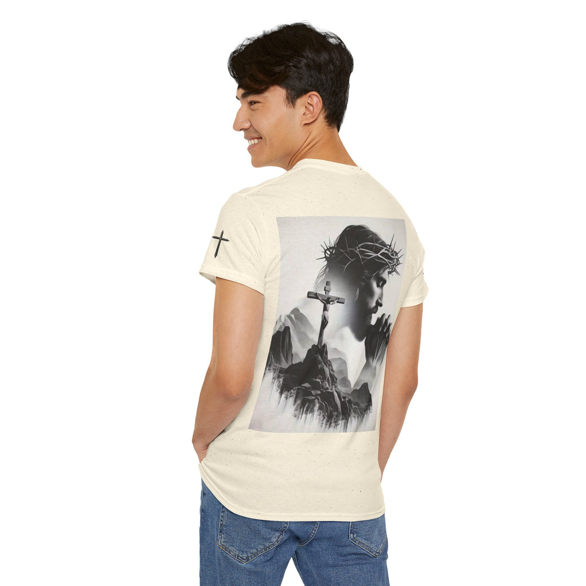 Christian Son & Heir T-Shirt — 'Adopted by Grace' Faith Tee with Jesus Prayer Design