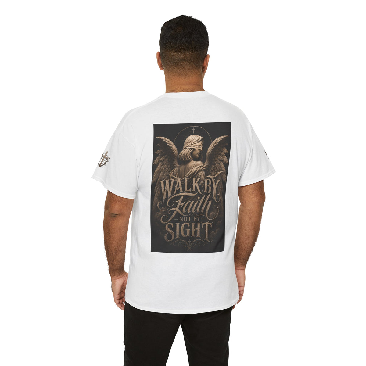 Angel Graphic Tee — "Walk by Faith, Not by Sight" Inspirational T‑Shirt