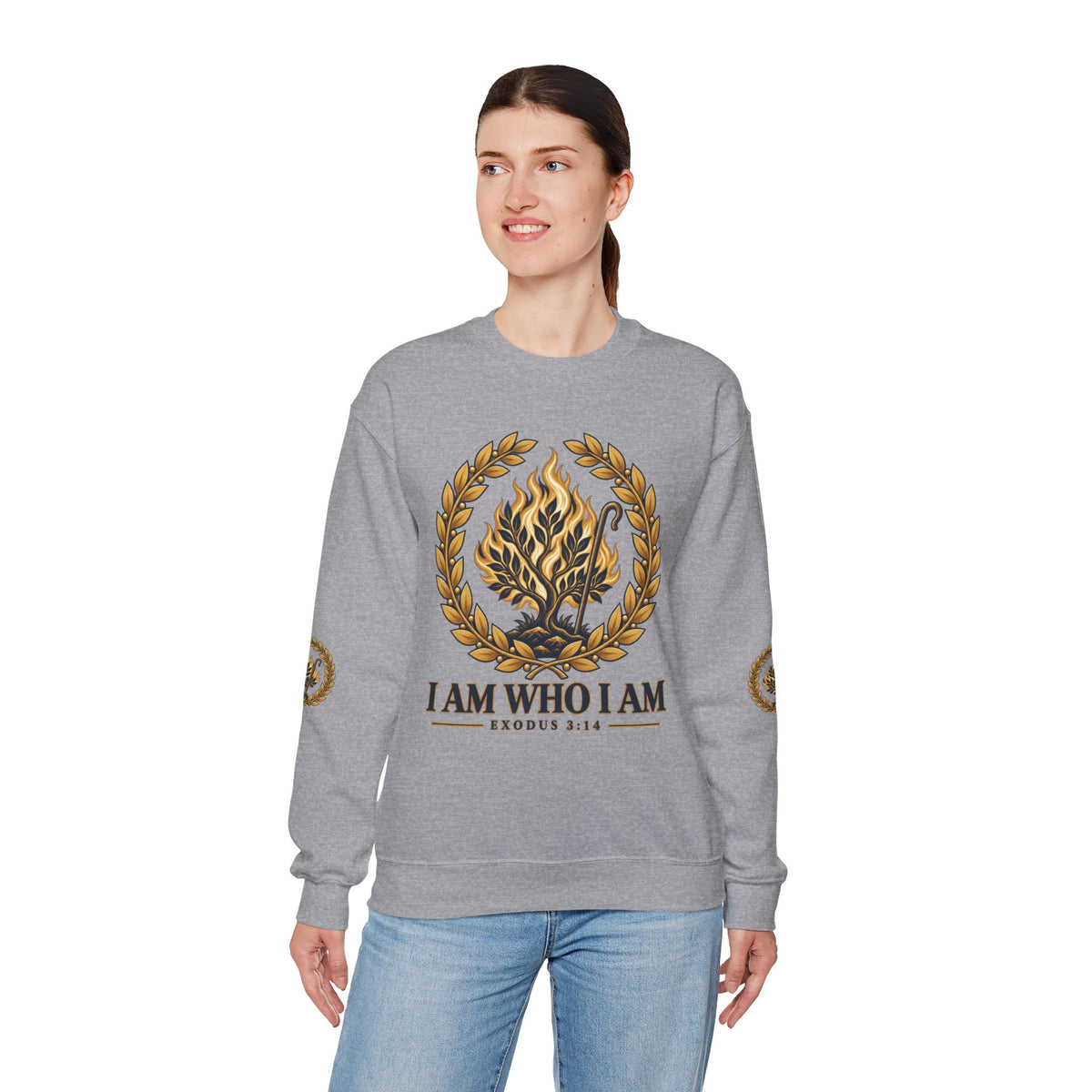 Crewneck Sweatshirt — "I Am Who I Am" Exodus 3:14 Inspirational Pullover