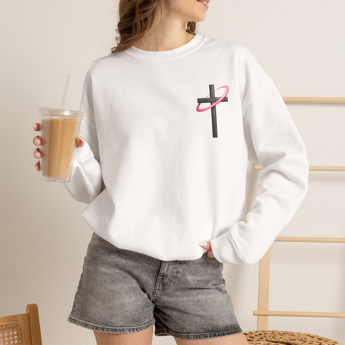 Christian Crewneck Sweatshirt — “With God All Things Are Possible” Inspirational Pullover
