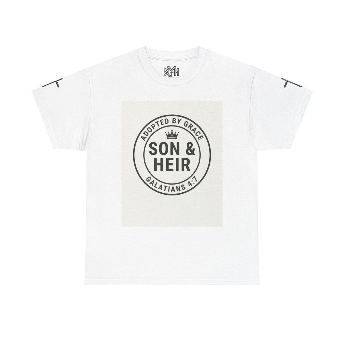 Christian Son & Heir T-Shirt — 'Adopted by Grace' Faith Tee with Jesus Prayer Design