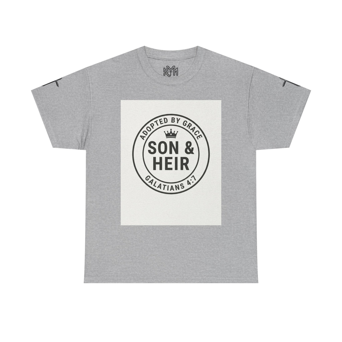 Christian Son & Heir T-Shirt — 'Adopted by Grace' Faith Tee with Jesus Prayer Design