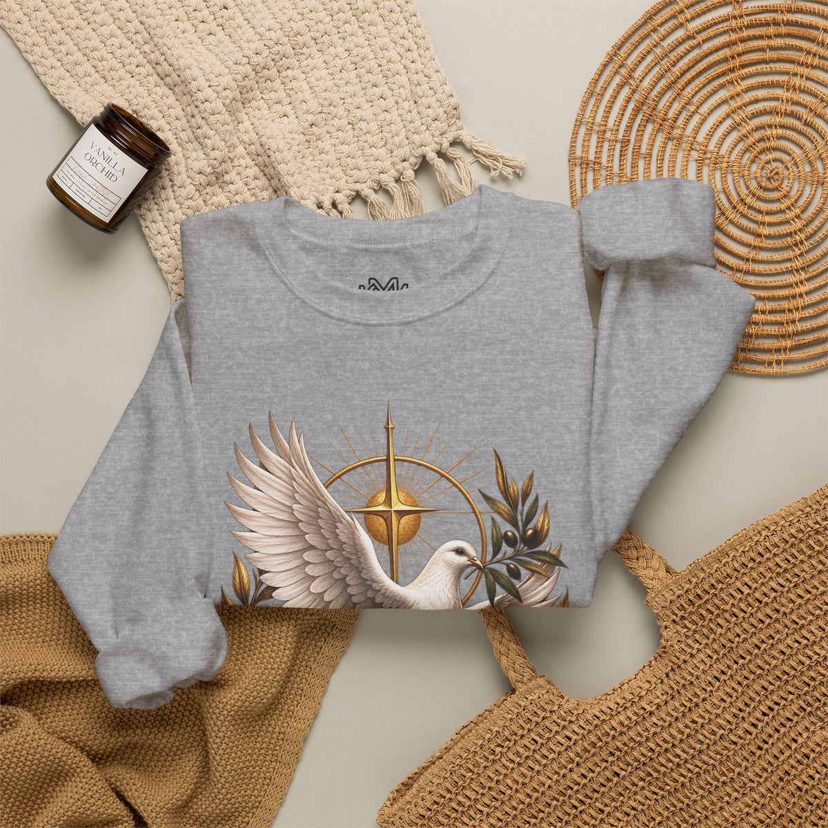 Peace Dove Crewneck Sweatshirt — Religious Christian Dove & Olive Branch Pullover