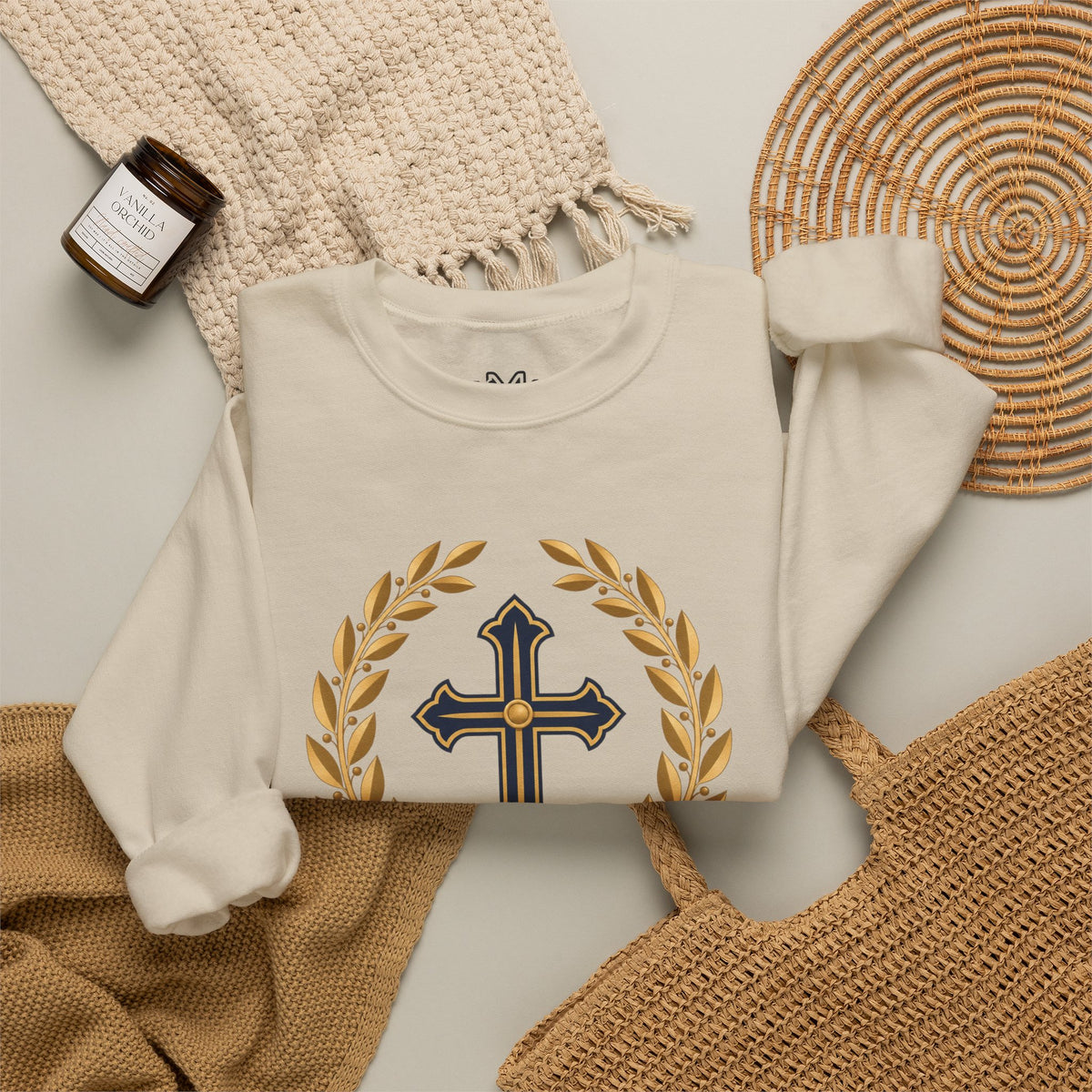 Psalm 27 Crewneck Sweatshirt — "The Lord Is My Light" Christian Cross Pullover