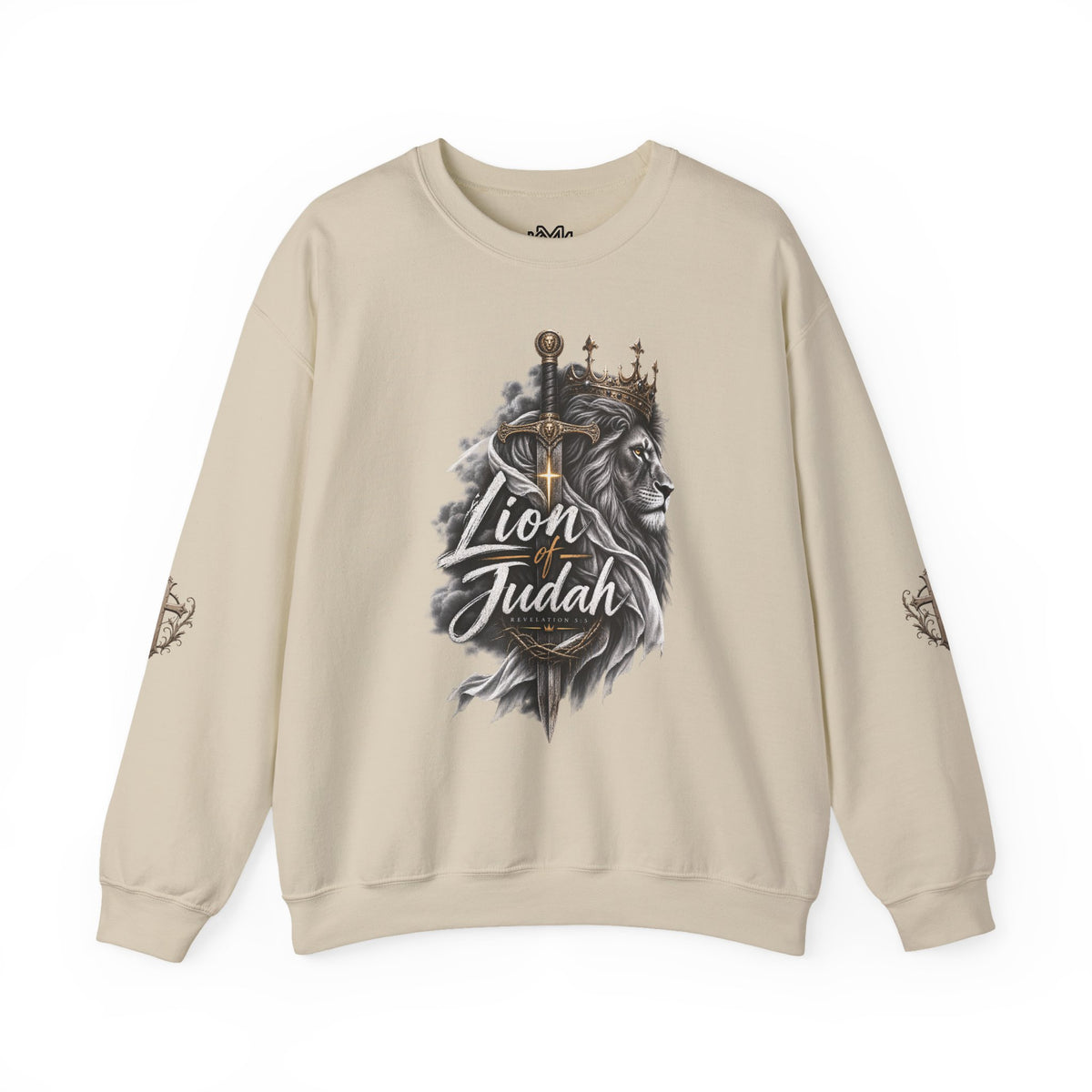 Lion of Judah Sweatshirt — Christian Lion Crewneck with Crown & Ichthys Back