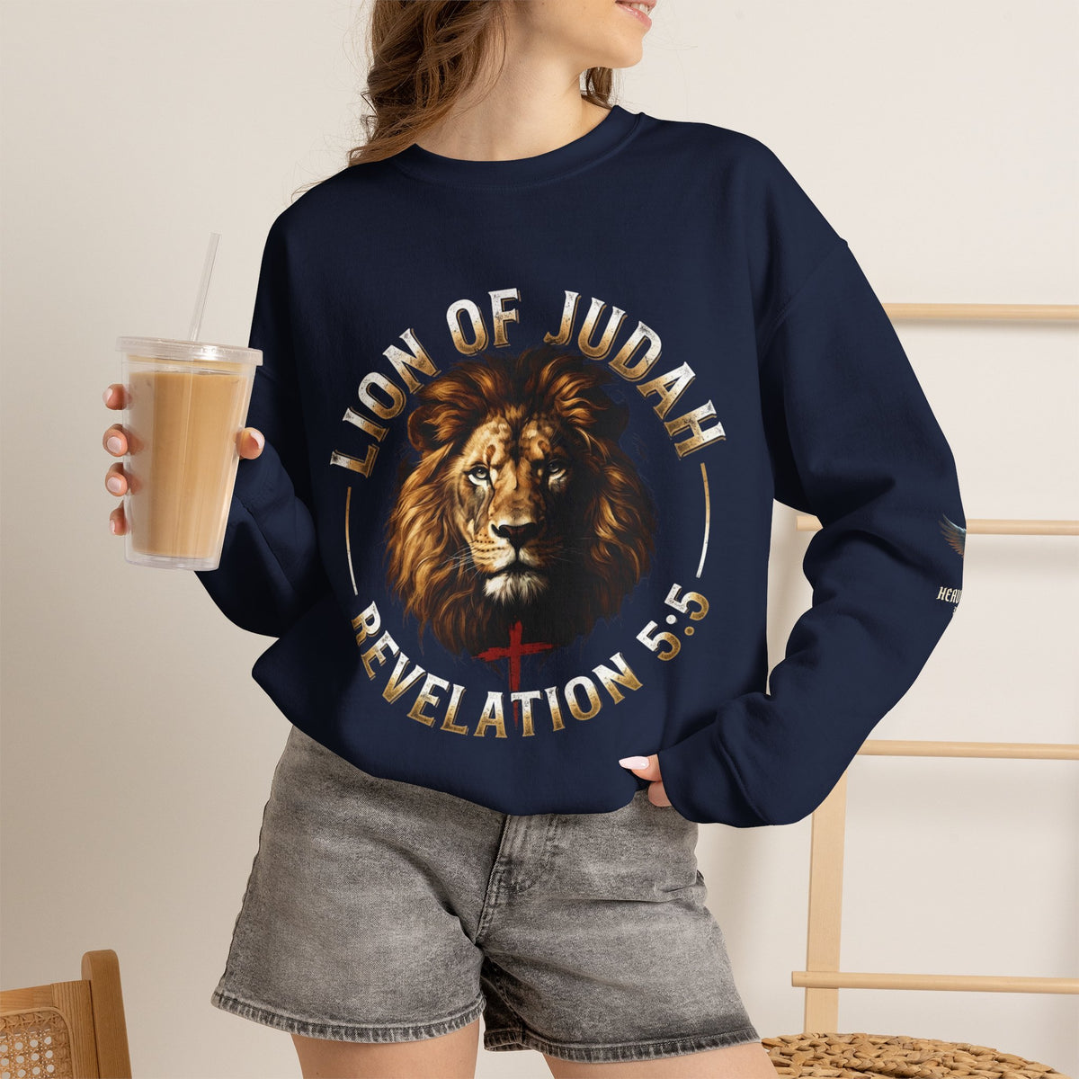 Lion of Judah Sweatshirt – "Revelation 5:5" Christian Crewneck