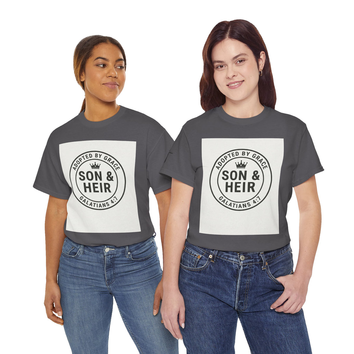 Christian Son & Heir T-Shirt — 'Adopted by Grace' Faith Tee with Jesus Prayer Design