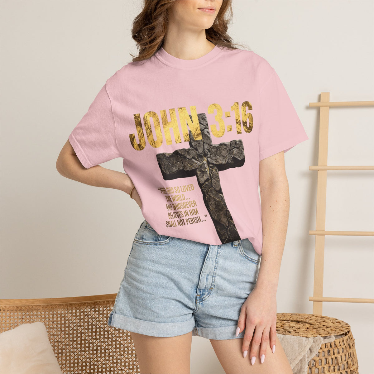 John 3:16 Cross T-Shirt — Christian Faith Scripture Tee