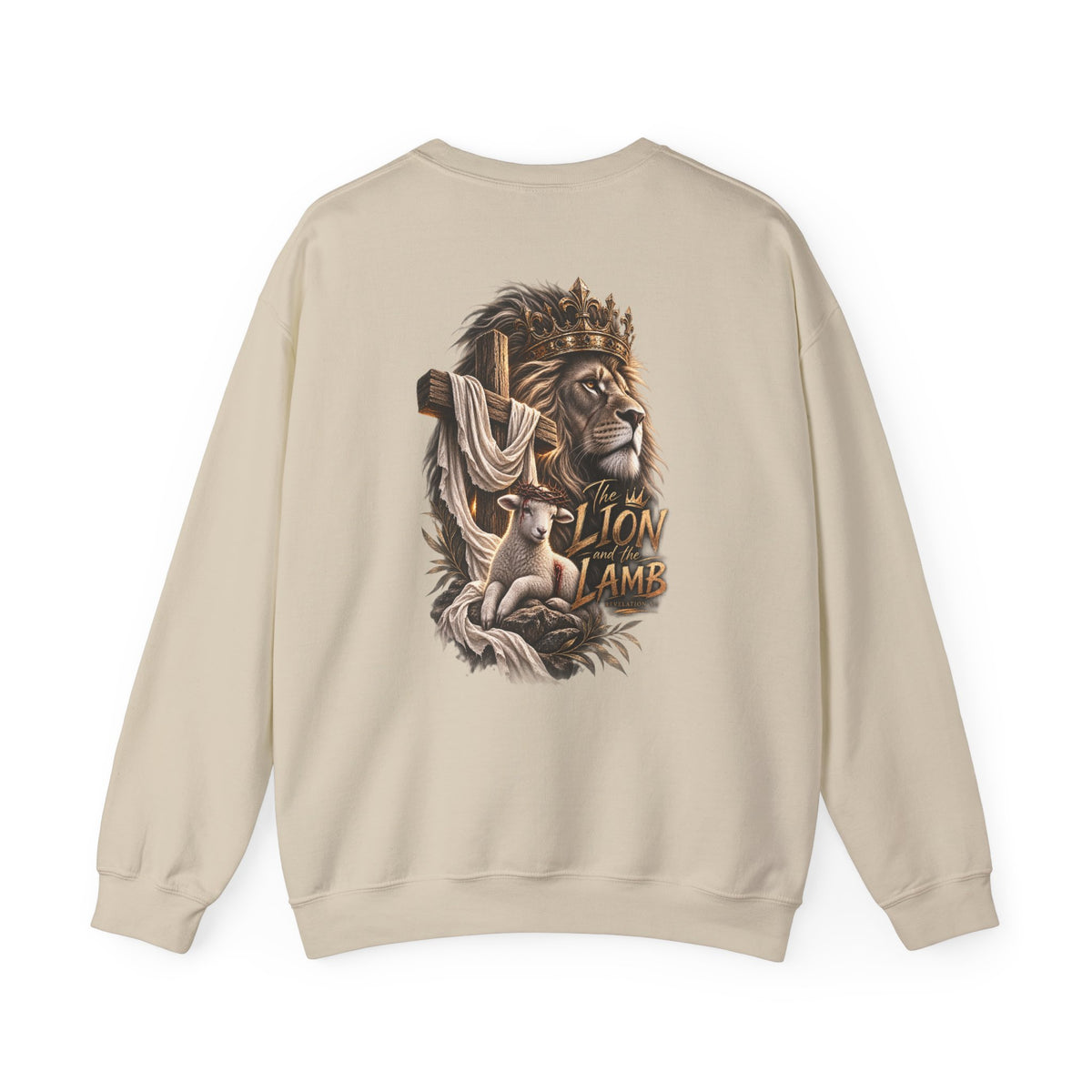 Lion and Lamb Crewneck Sweatshirt — "The Lion and the Lamb" Christian Graphic Pullover