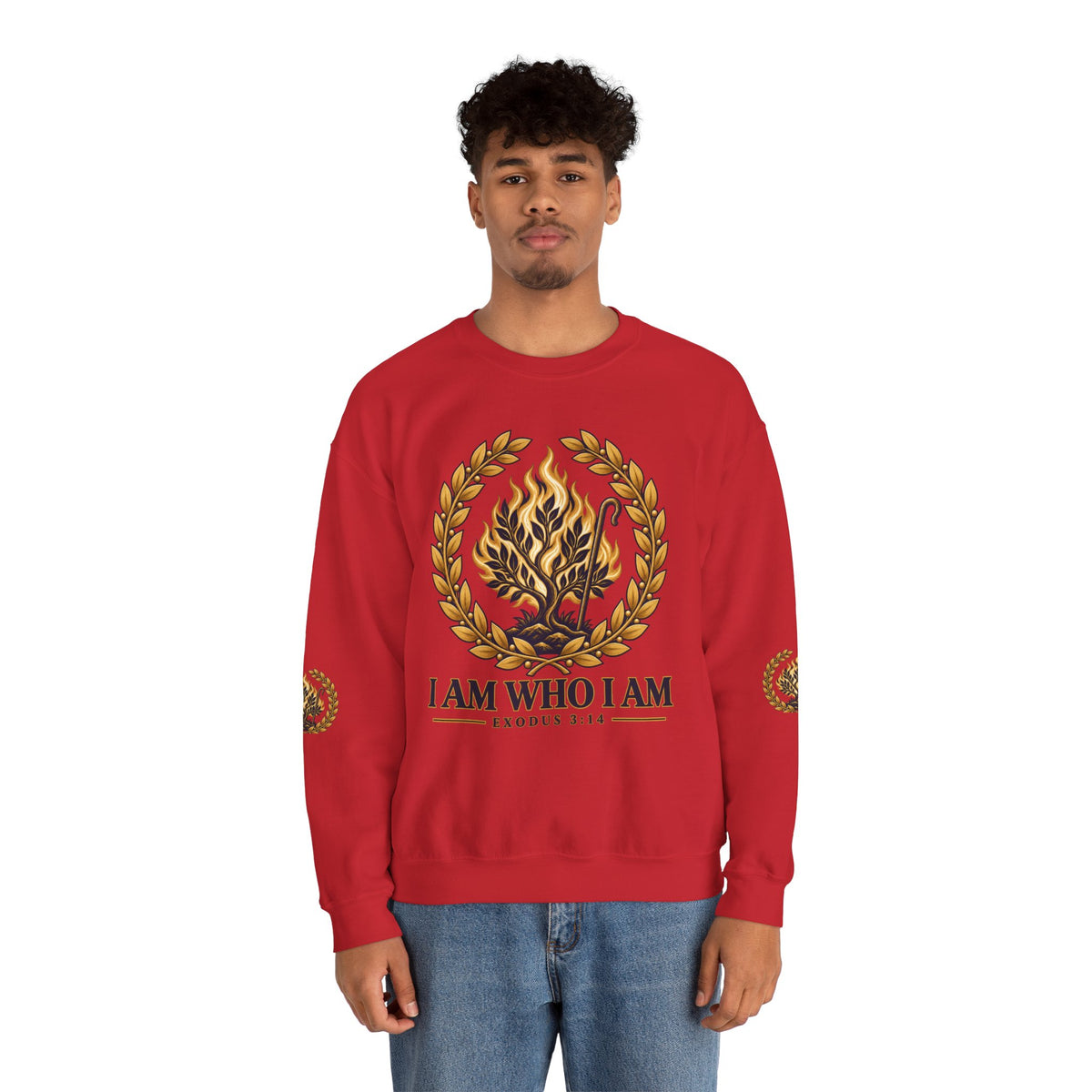 Crewneck Sweatshirt — "I Am Who I Am" Exodus 3:14 Inspirational Pullover