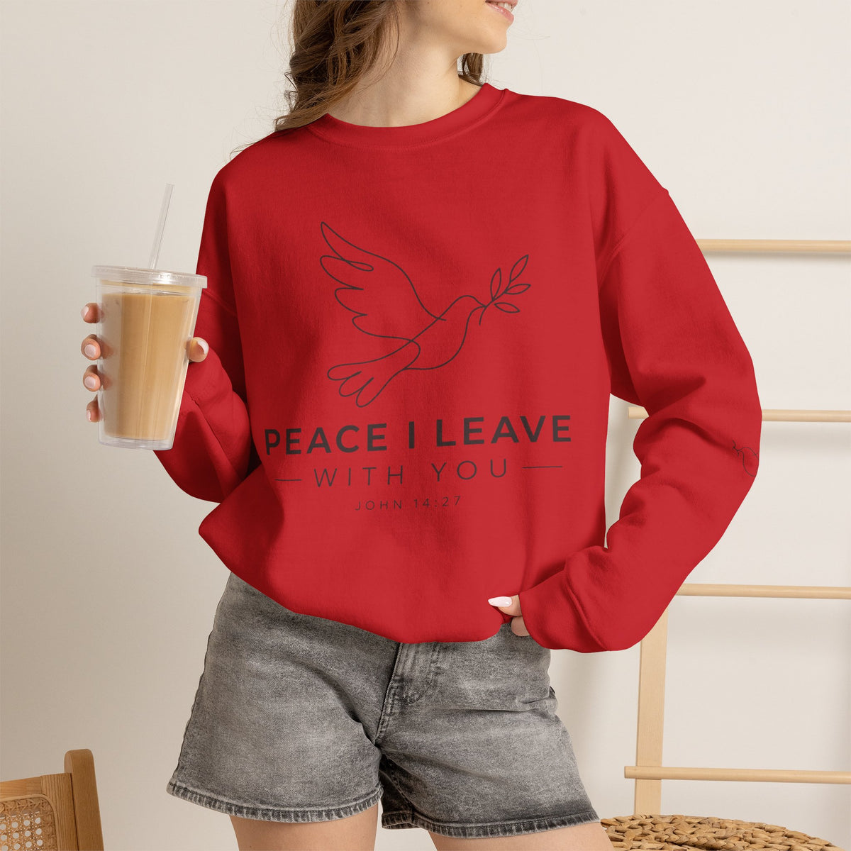 Peace I Leave Crewneck Sweatshirt — Dove & John 14:27 Inspirational Sweatshirt