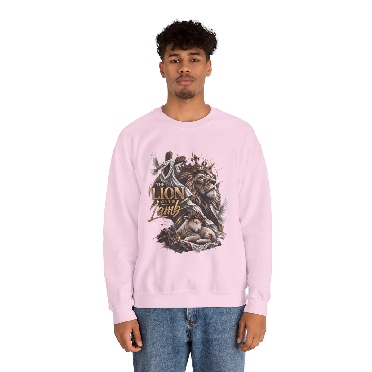 Lion and Lamb Crewneck Sweatshirt — "The Lion and the Lamb" Christian Graphic Pullover