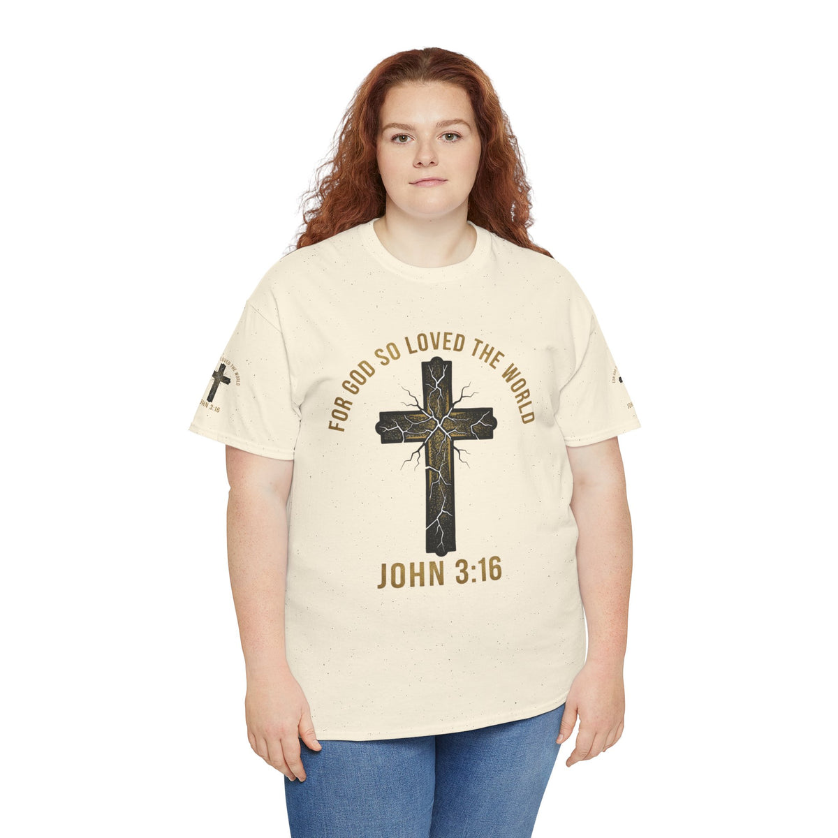 John 3:16 Cross T-Shirt — "For God So Loved the World" Christian Tee