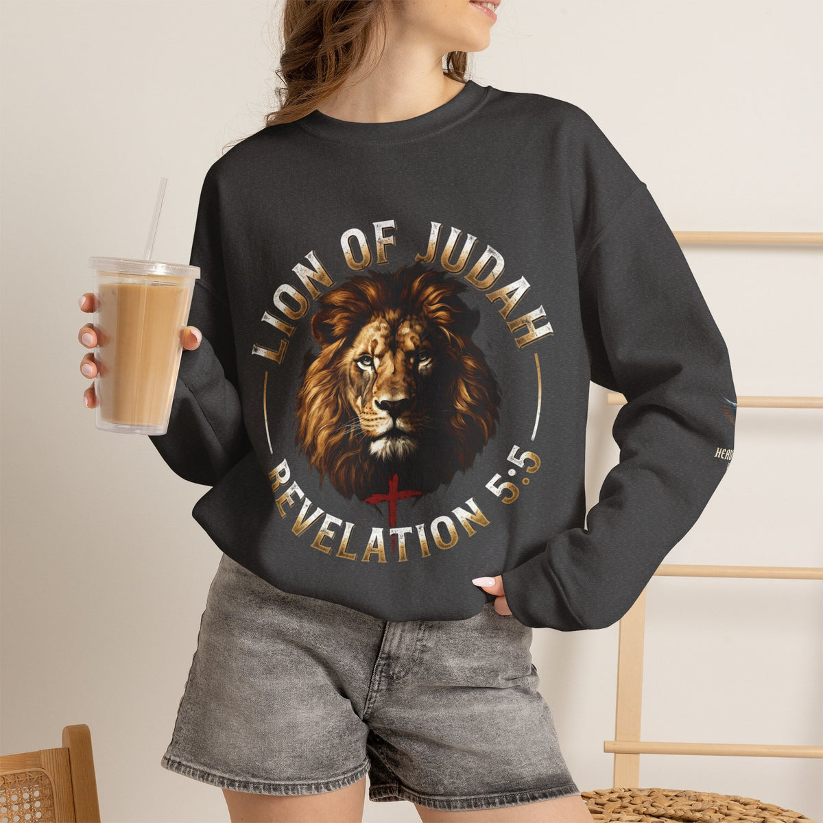 Lion of Judah Sweatshirt – "Revelation 5:5" Christian Crewneck
