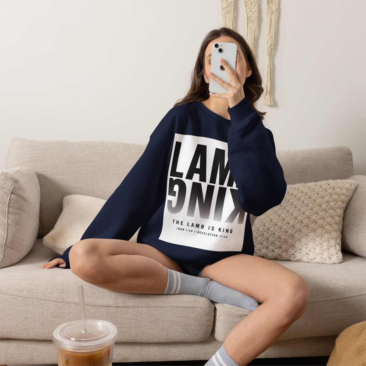Lamb King Crewneck Sweatshirt — "The Lamb Is King" Christian Graphic Pullover