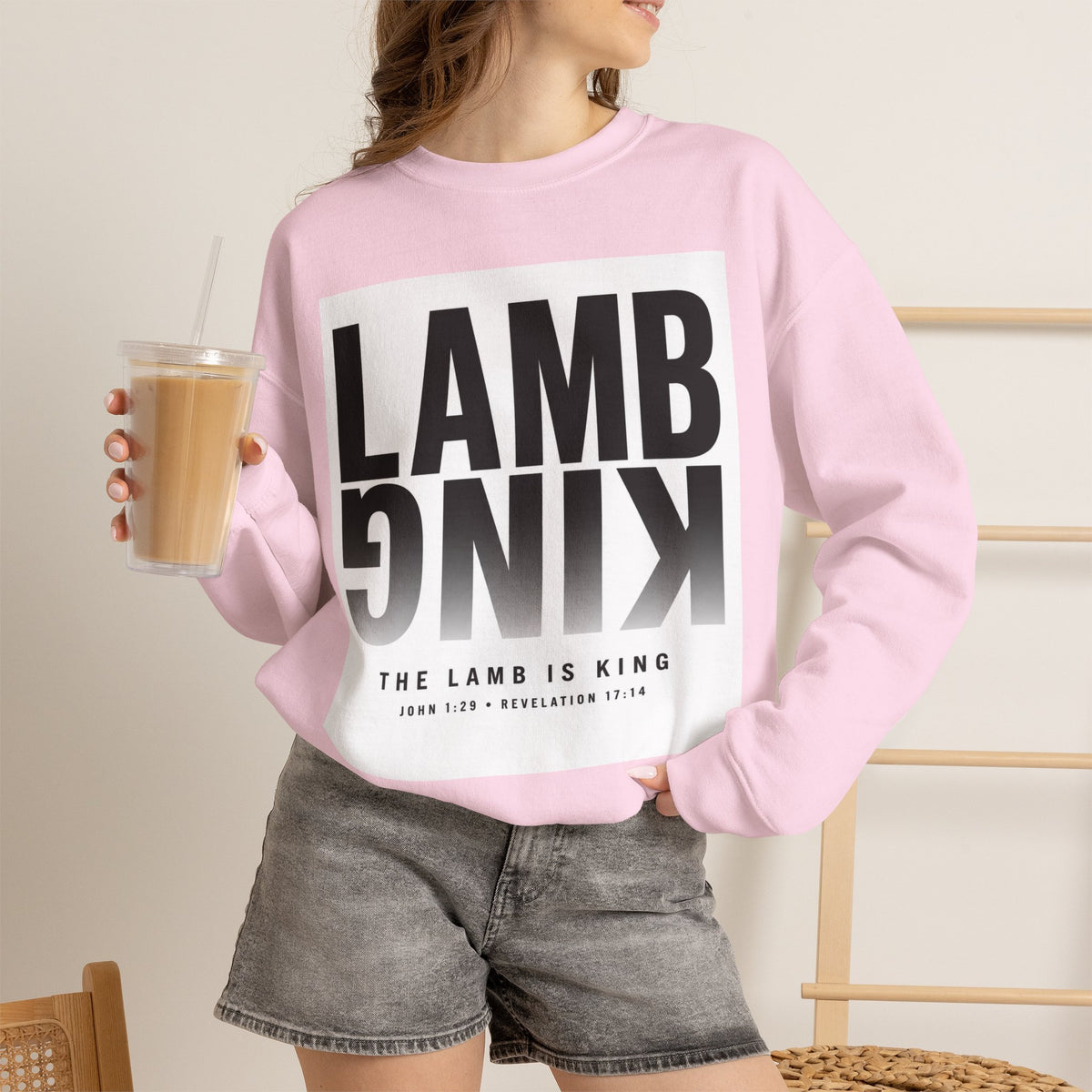 Lamb King Crewneck Sweatshirt — "The Lamb Is King" Christian Graphic Pullover