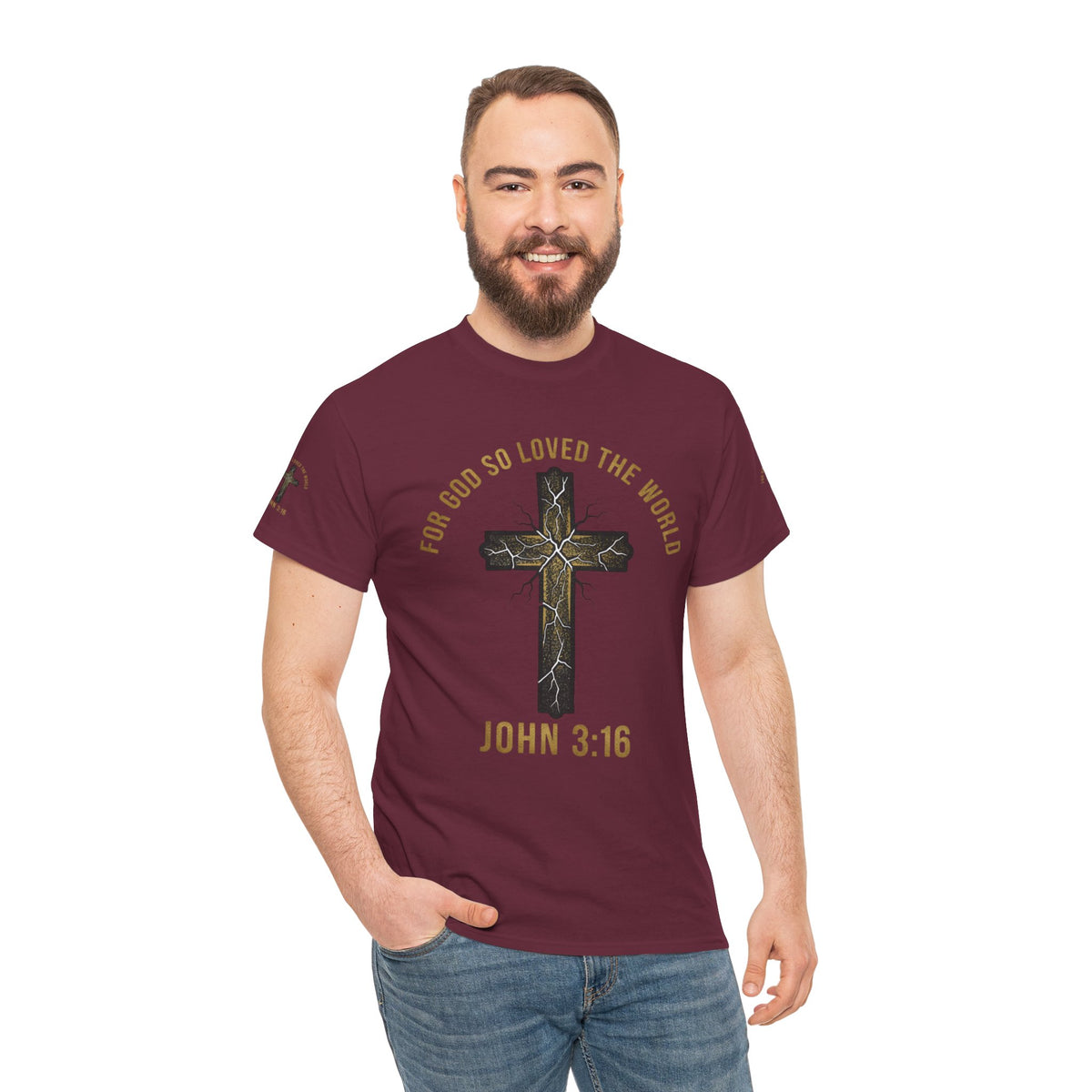 John 3:16 Cross T-Shirt — "For God So Loved the World" Christian Tee