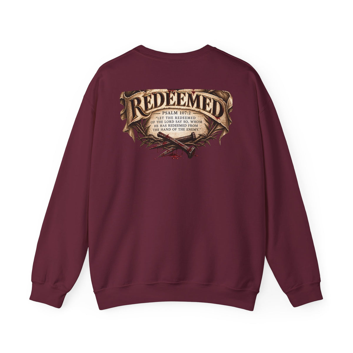 Redeemed Cross Sweatshirt — Christian Faith Crewneck (crown of thorns design)