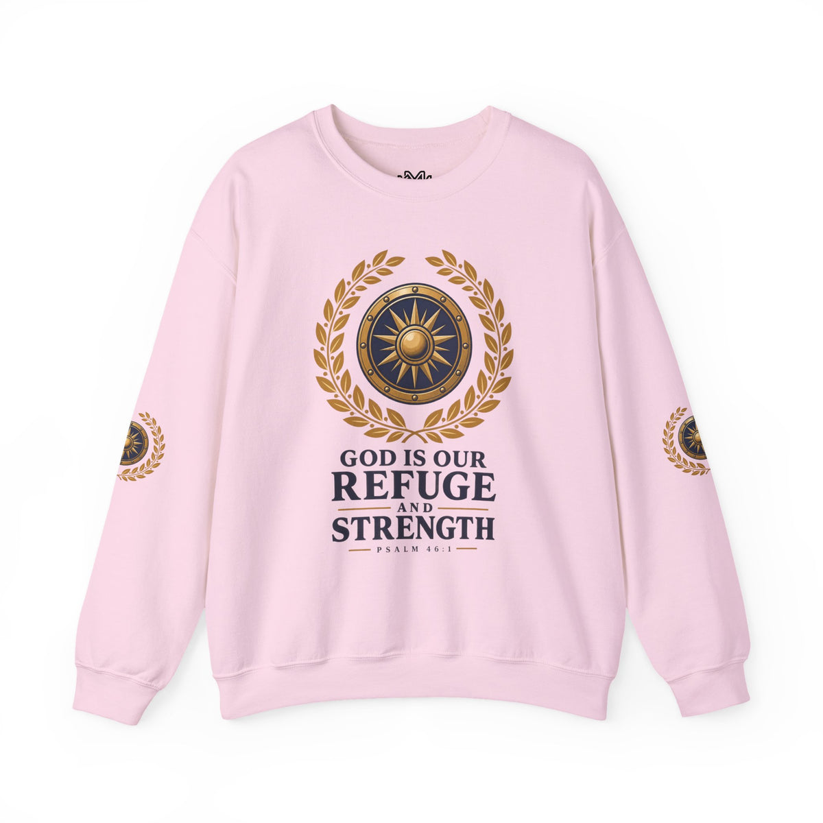 Crewneck Sweatshirt — “God Is Our Refuge and Strength” Psalm 46:1 Christian Faith Pullover