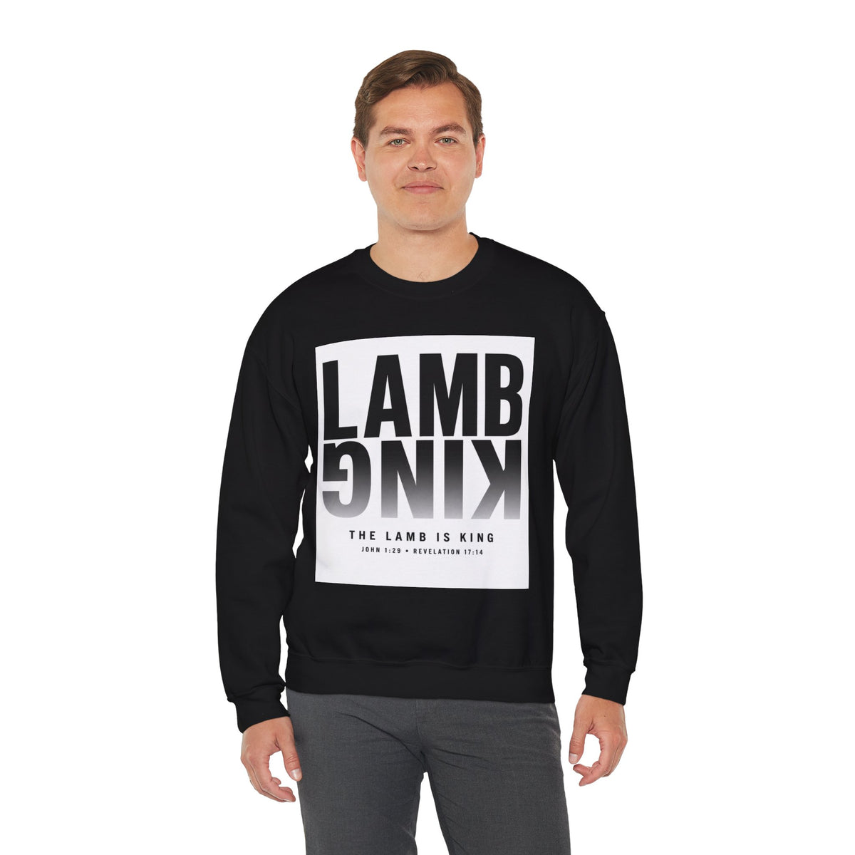Lamb King Crewneck Sweatshirt — "The Lamb Is King" Christian Graphic Pullover