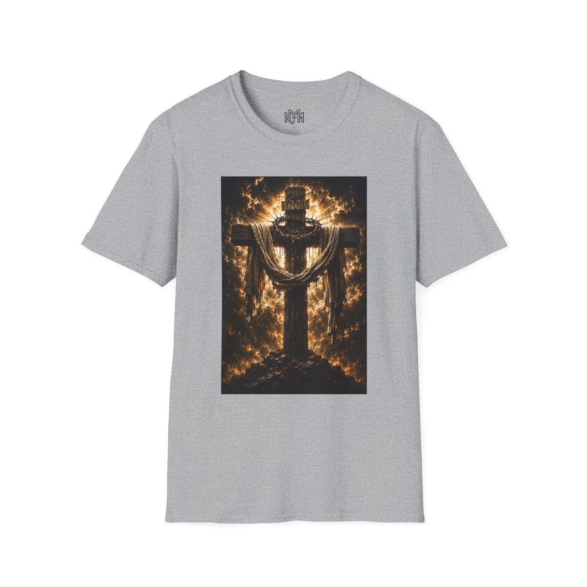 Fiery Cross Christian T-Shirt — Glowing Resurrection Design