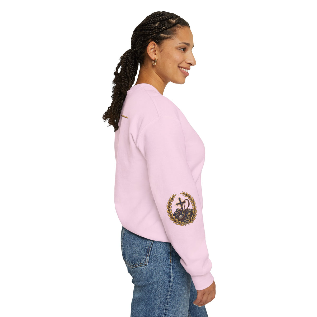 Religious Crewneck Sweatshirt — "The Battle Is The Lord's" (1 Samuel 17:47)