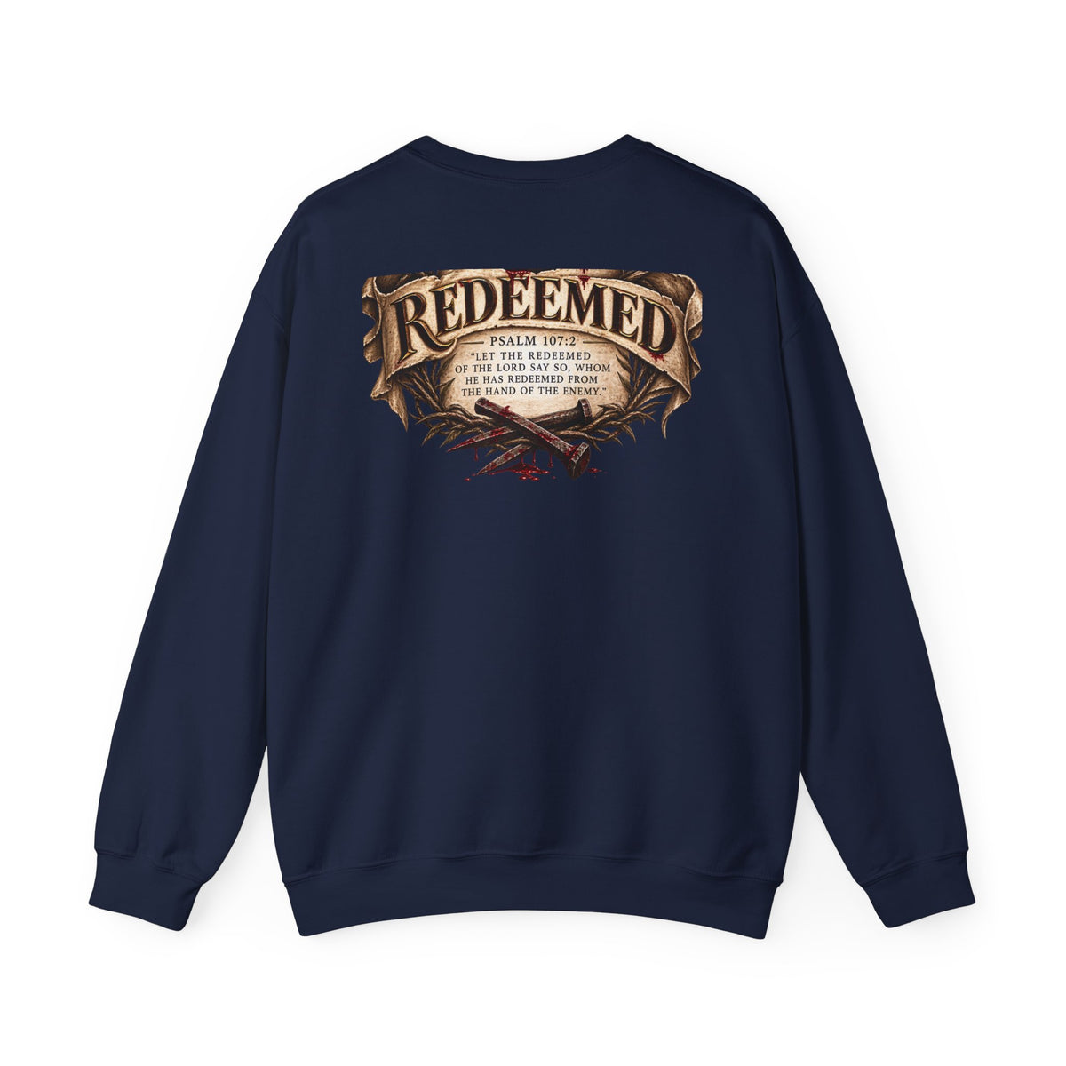 Redeemed Cross Sweatshirt — Christian Faith Crewneck (crown of thorns design)