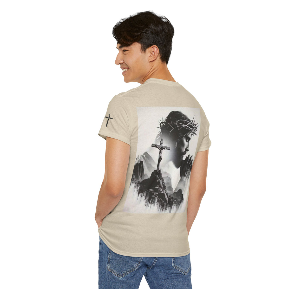 Christian Son & Heir T-Shirt — 'Adopted by Grace' Faith Tee with Jesus Prayer Design