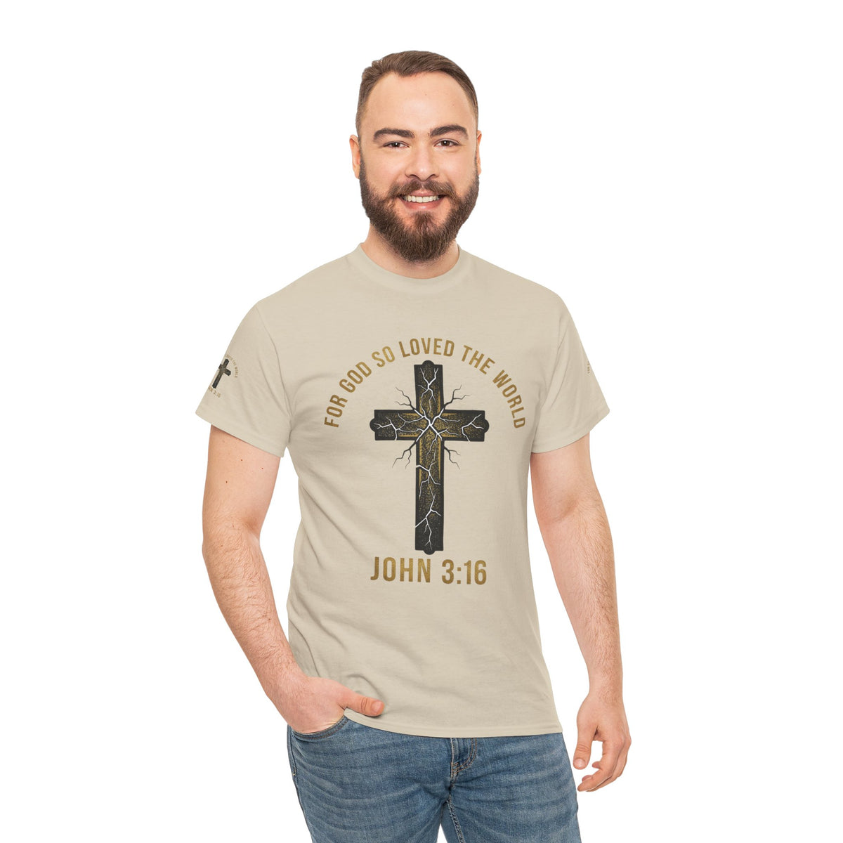 John 3:16 Cross T-Shirt — "For God So Loved the World" Christian Tee