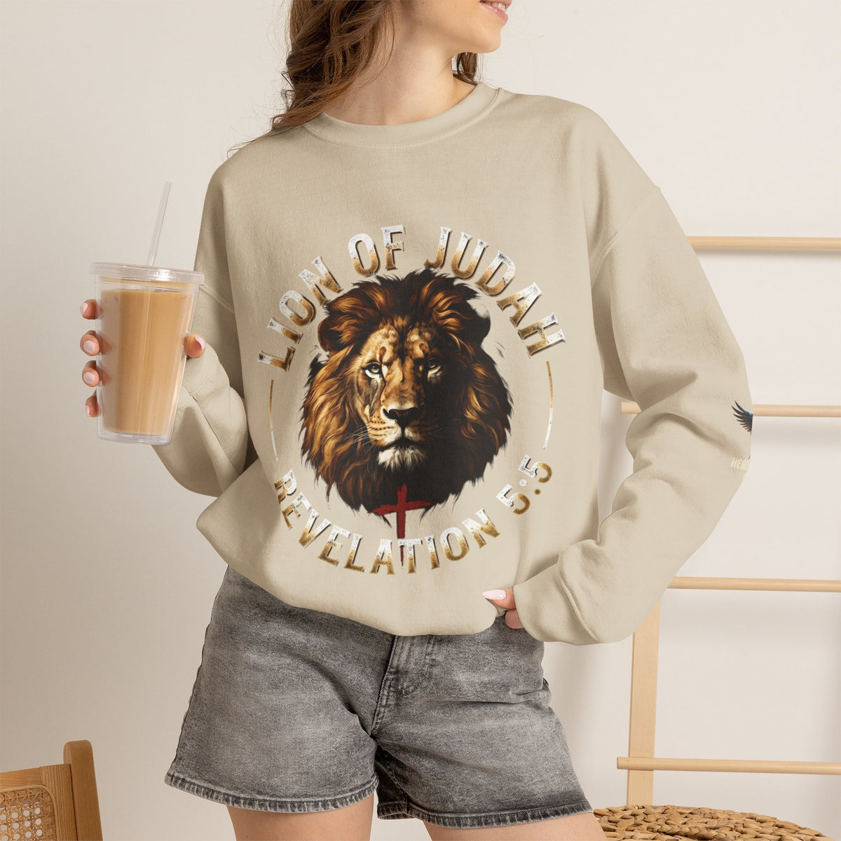 Lion of Judah Sweatshirt – "Revelation 5:5" Christian Crewneck