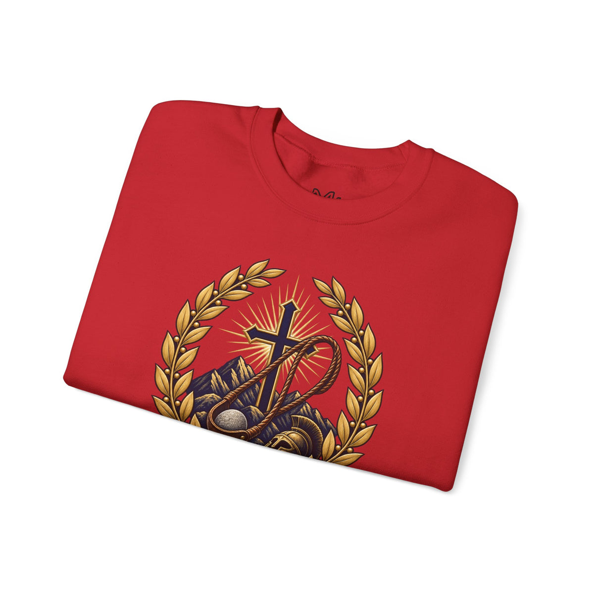 Religious Crewneck Sweatshirt — "The Battle Is The Lord's" (1 Samuel 17:47)
