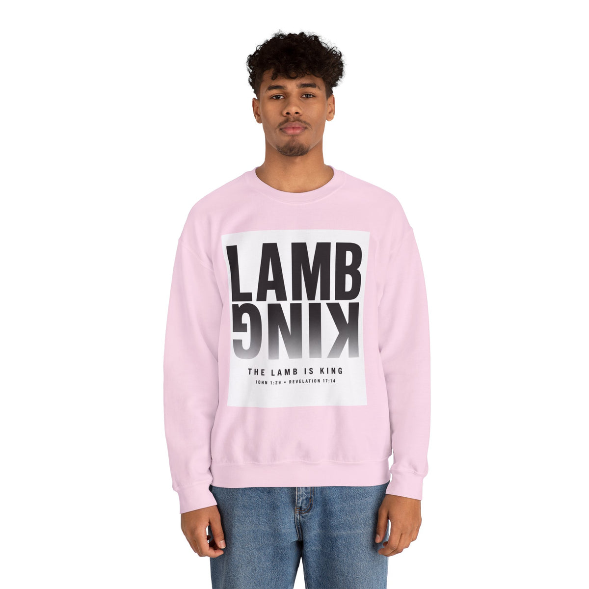 Lamb King Crewneck Sweatshirt — "The Lamb Is King" Christian Graphic Pullover