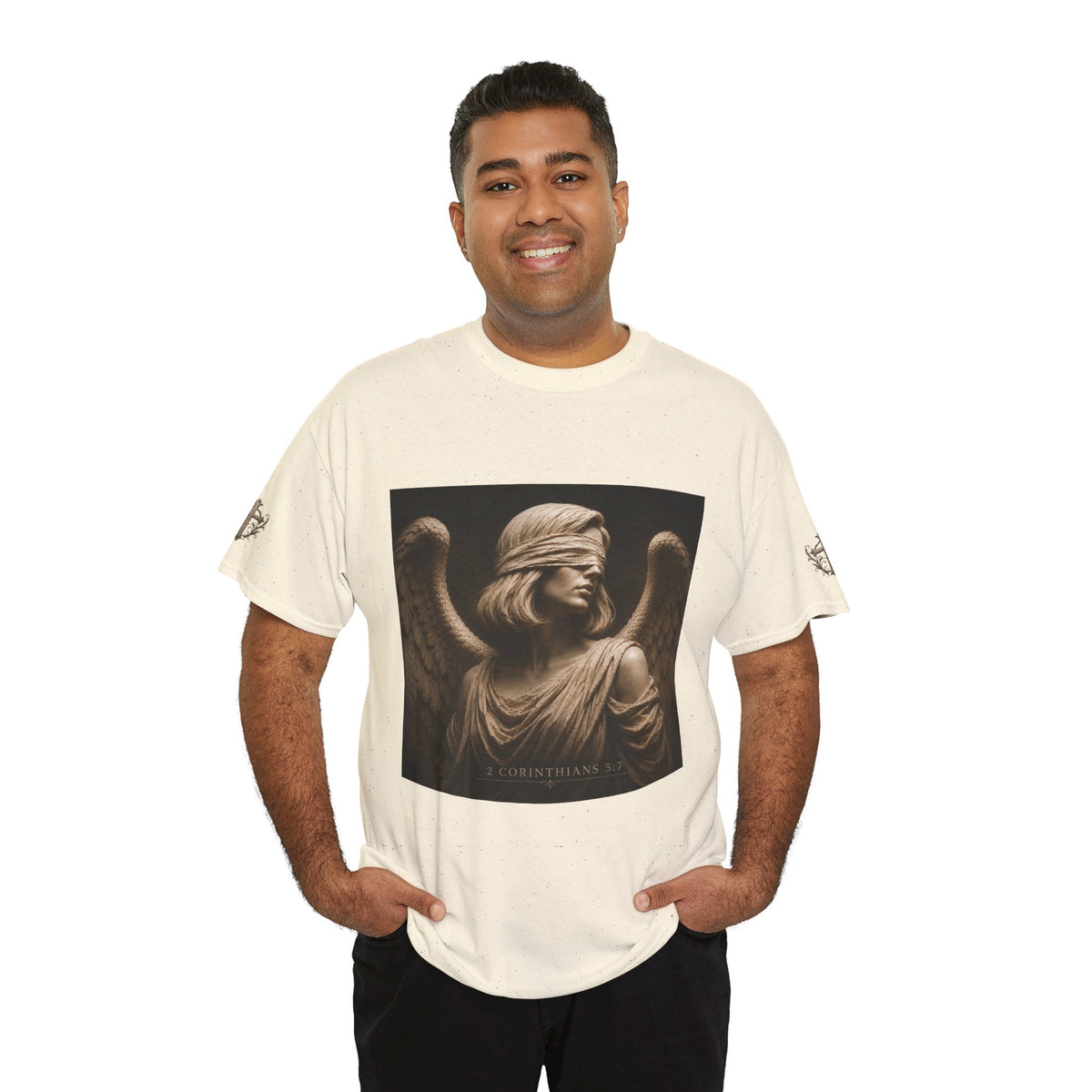 Angel Graphic Tee — "Walk by Faith, Not by Sight" Inspirational T‑Shirt