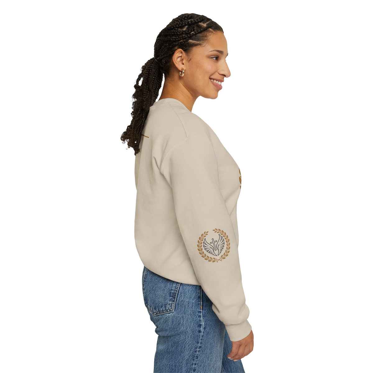Religious Crewneck Sweatshirt – “Under His Wings” Psalm 91:4 Christian Pullover