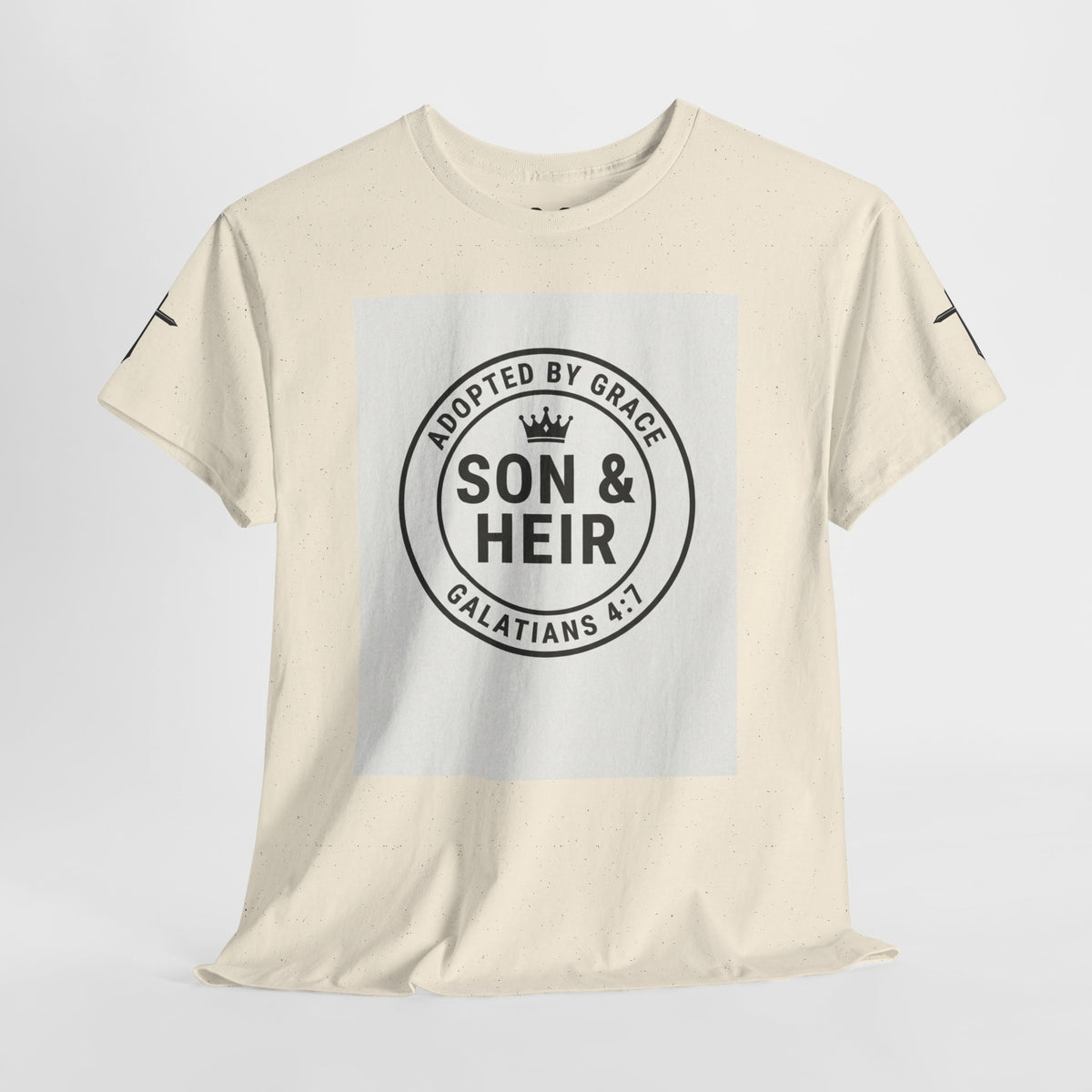 Christian Son & Heir T-Shirt — 'Adopted by Grace' Faith Tee with Jesus Prayer Design