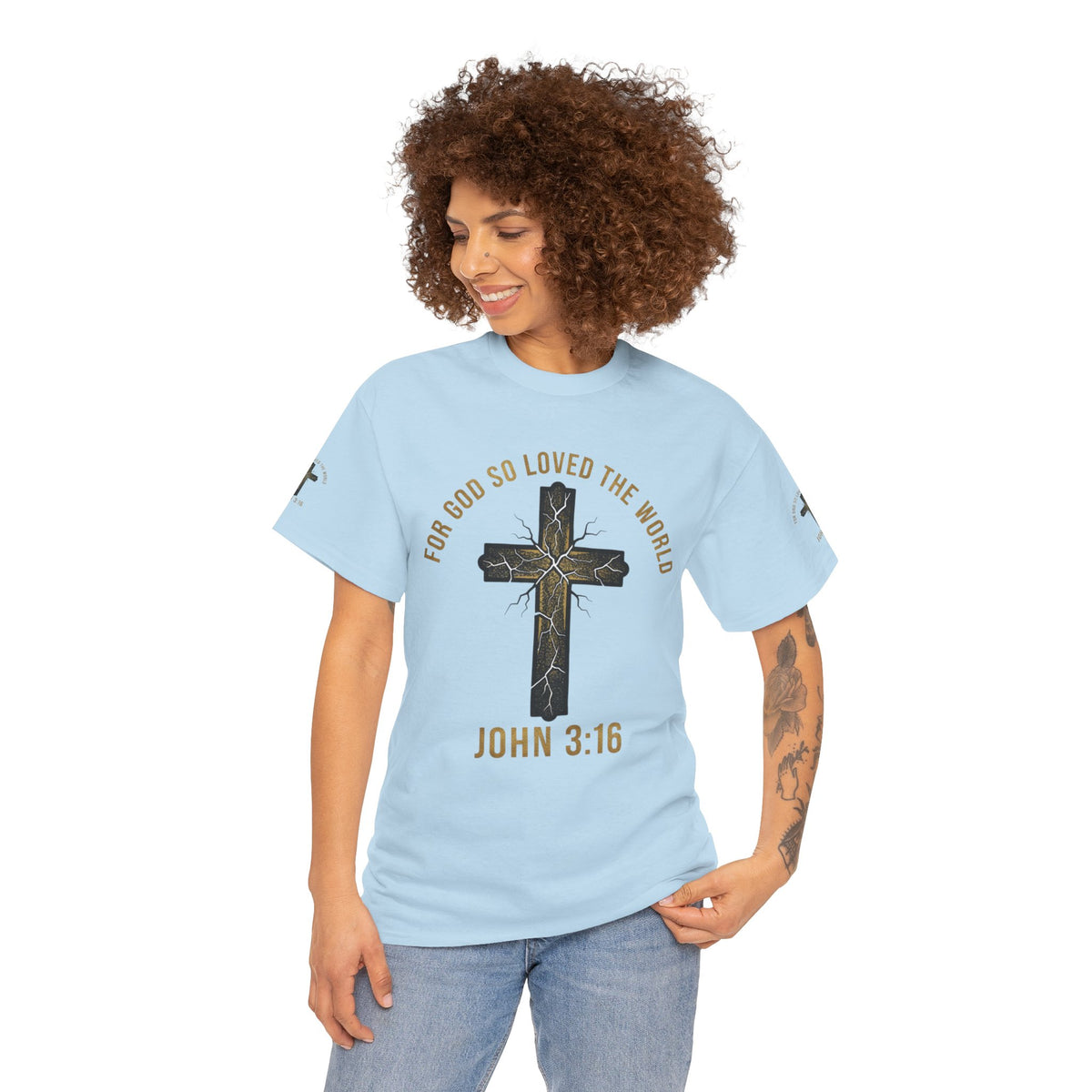 John 3:16 Cross T-Shirt — "For God So Loved the World" Christian Tee