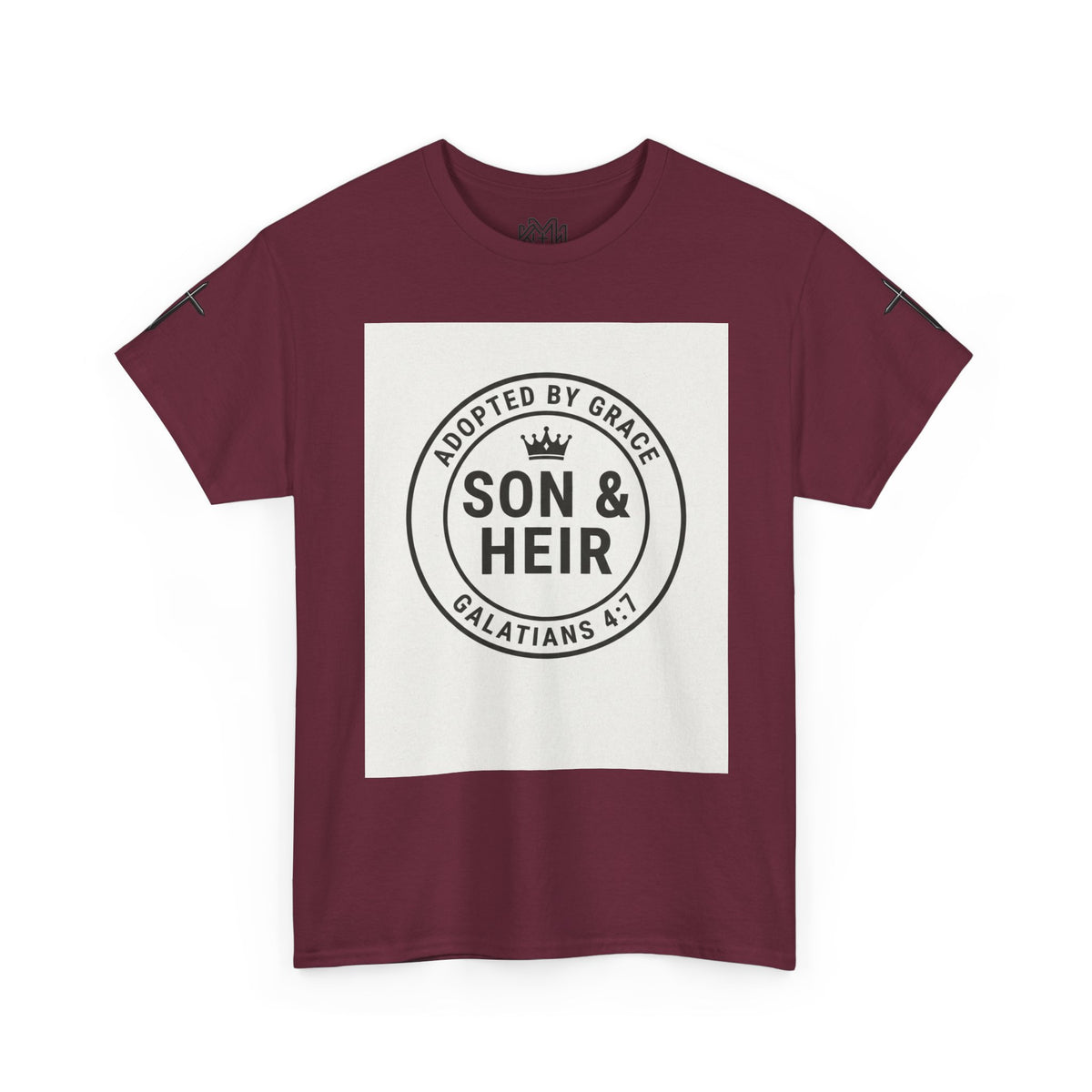 Christian Son & Heir T-Shirt — 'Adopted by Grace' Faith Tee with Jesus Prayer Design